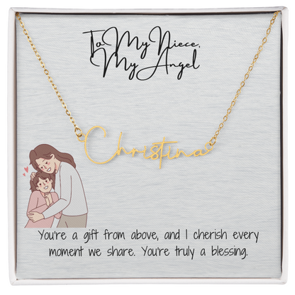 Angel Niece Signature Name Necklace