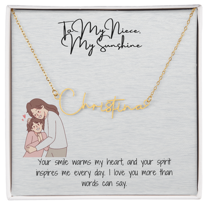 My Sunshine Niece Signature Name Necklace