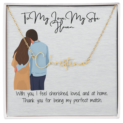 My Safe Heaven Girlfriend Name Necklace