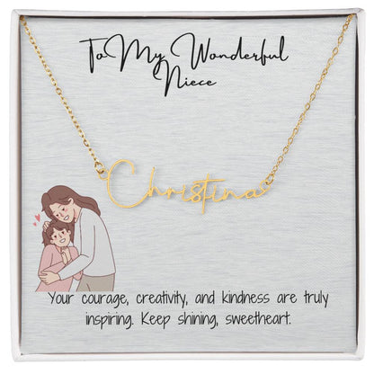 Wonderful Niece Signature Name Necklace