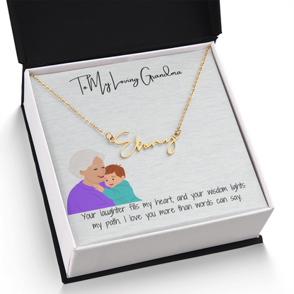 Personalized Signature Name Necklace  "A Stylish Tribute to Grandma"