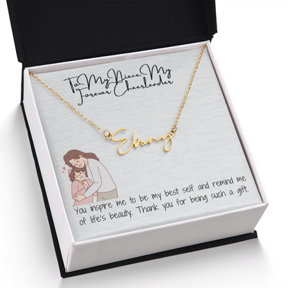 Forever Cheerleader Niece Signature Name Necklace