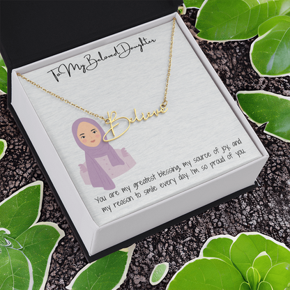 Elegance in Every Letter  Signature Name Necklace for My Hijabi Daughter
