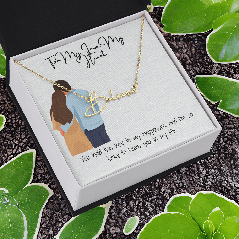 My Heart Girlfriend Name Necklace