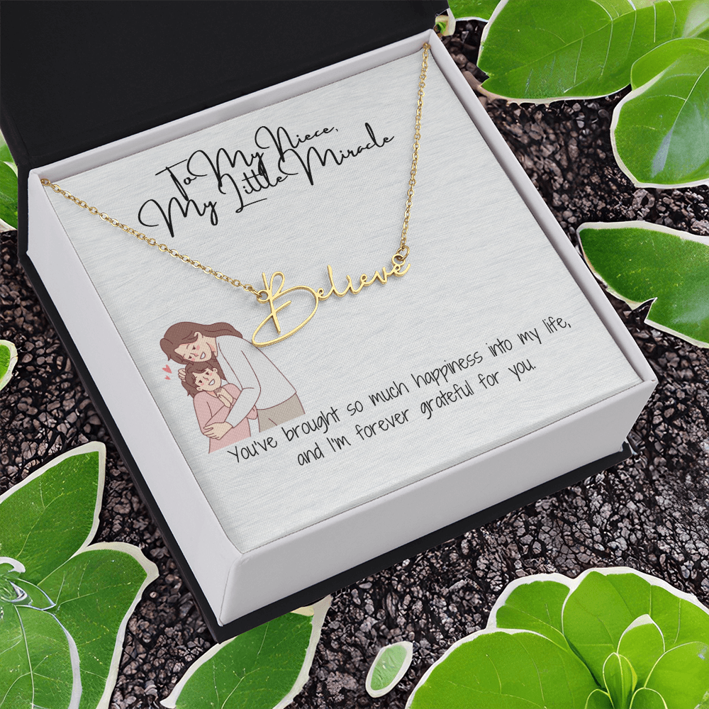 Little Miracle Niece Signature Name Necklace
