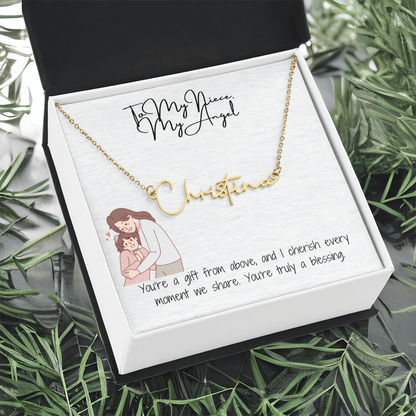 Angel Niece Signature Name Necklace