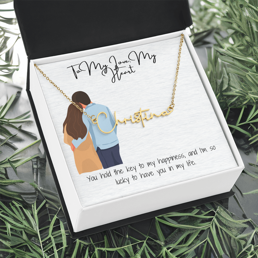 My Heart Girlfriend Name Necklace