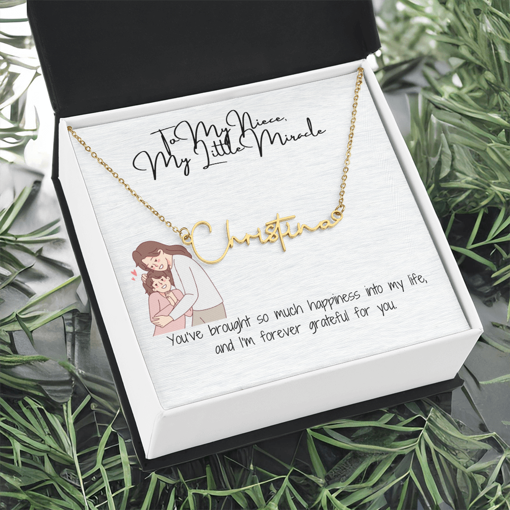 Little Miracle Niece Signature Name Necklace