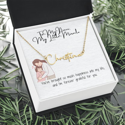 Little Miracle Niece Signature Name Necklace