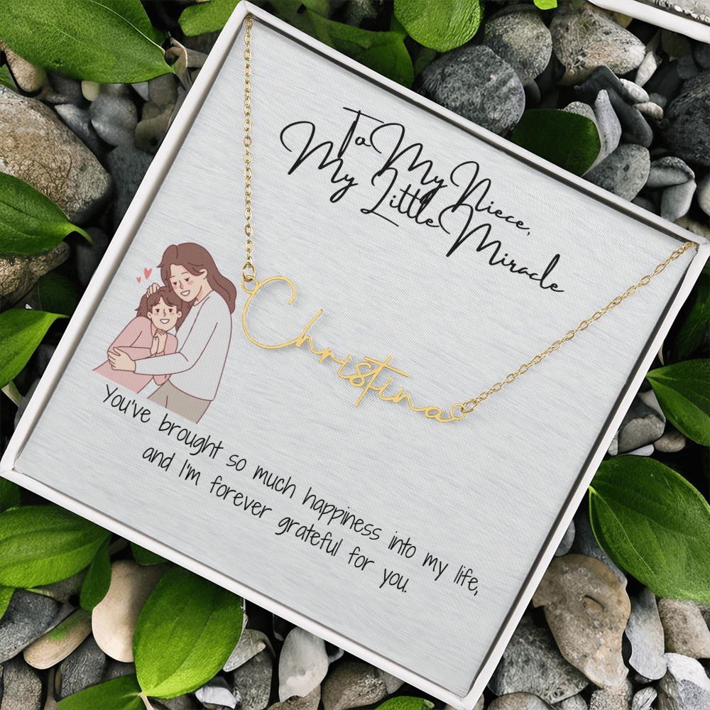 Little Miracle Niece Signature Name Necklace