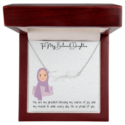 Elegance in Every Letter  Signature Name Necklace for My Hijabi Daughter
