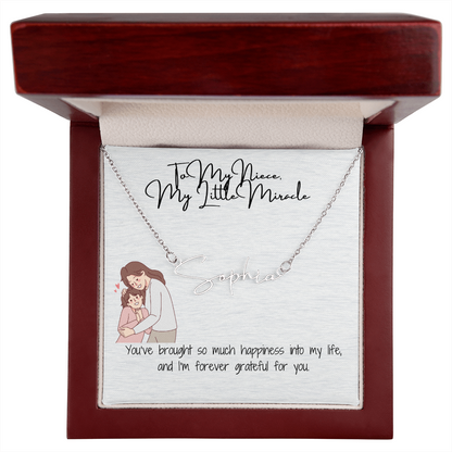 Little Miracle Niece Signature Name Necklace