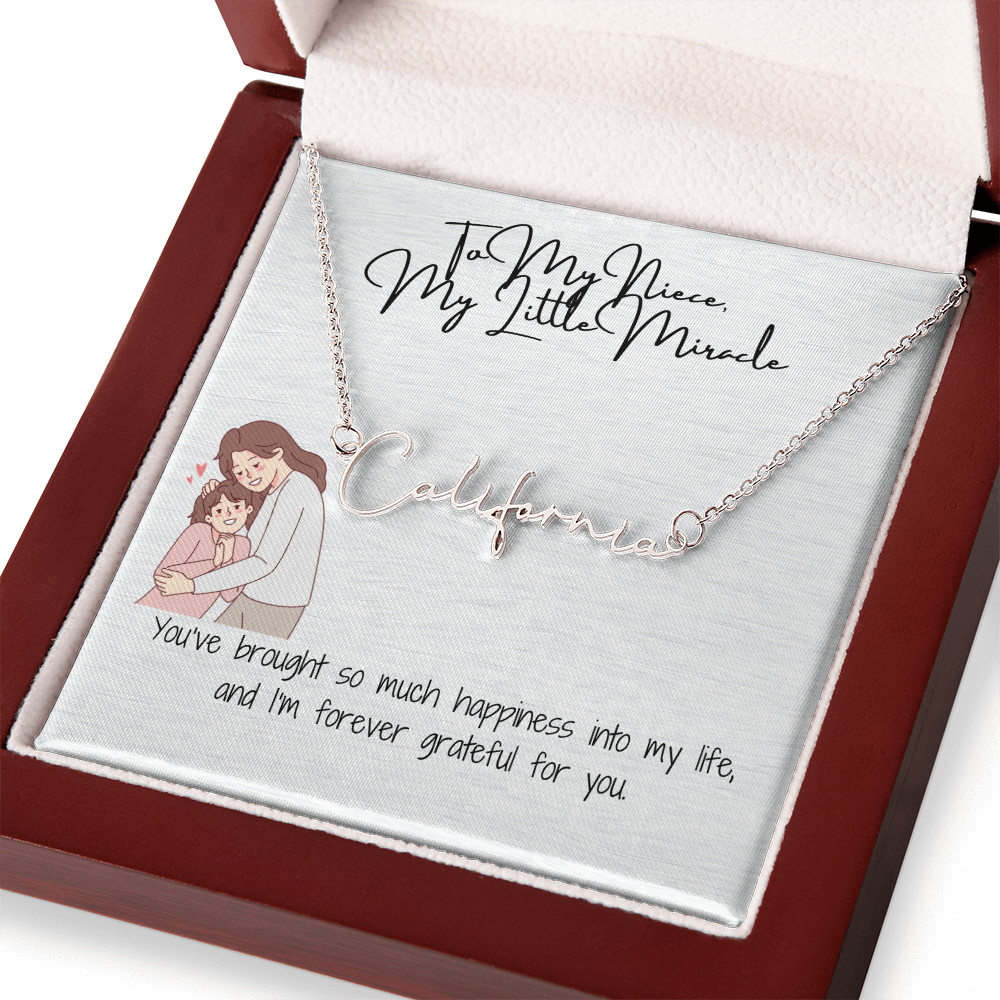 Little Miracle Niece Signature Name Necklace