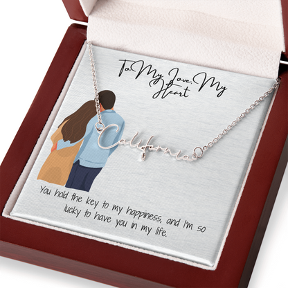 My Heart Girlfriend Name Necklace