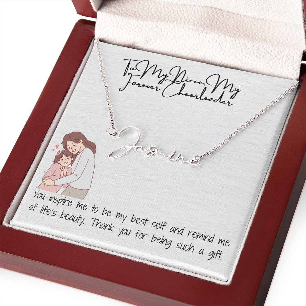 Forever Cheerleader Niece Signature Name Necklace