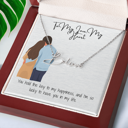 My Heart Girlfriend Name Necklace