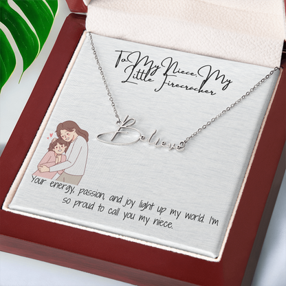 Little Firecracker Niece Signature Name Necklace