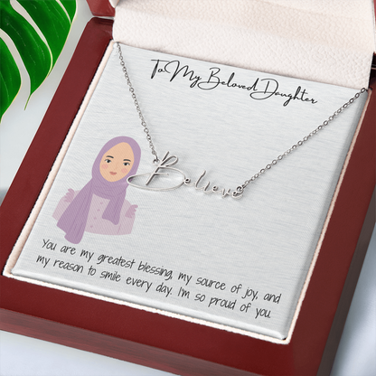 Elegance in Every Letter  Signature Name Necklace for My Hijabi Daughter
