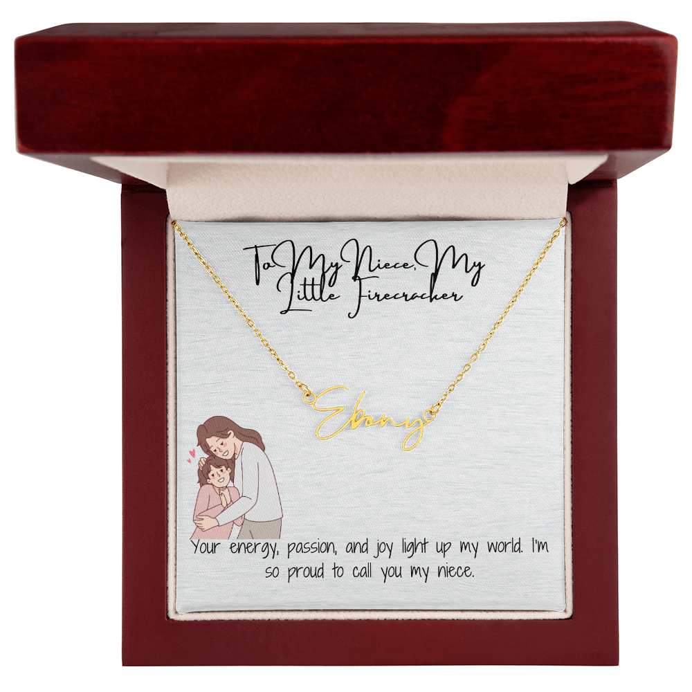 Little Firecracker Niece Signature Name Necklace