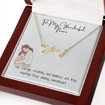 Wonderful Niece Signature Name Necklace