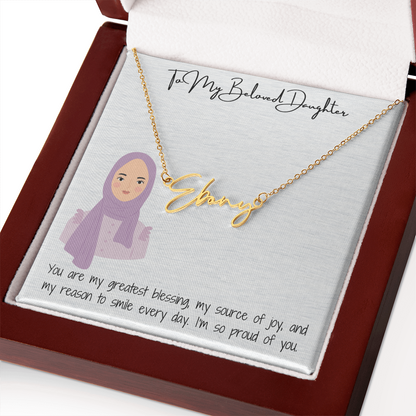 Elegance in Every Letter  Signature Name Necklace for My Hijabi Daughter