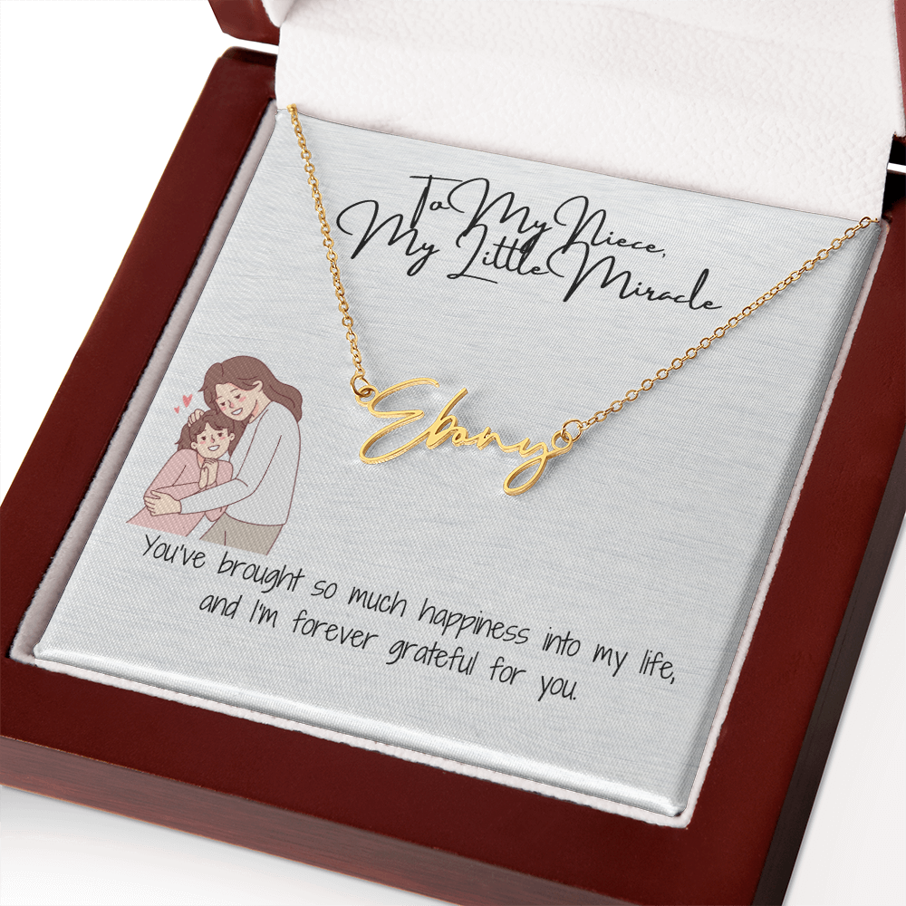 Little Miracle Niece Signature Name Necklace