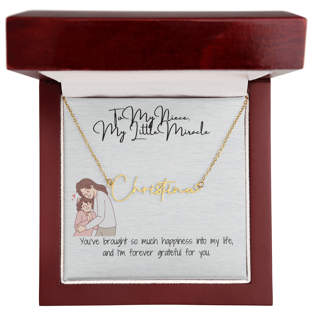 Little Miracle Niece Signature Name Necklace
