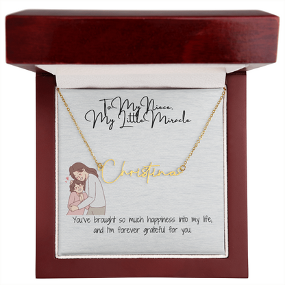 Little Miracle Niece Signature Name Necklace