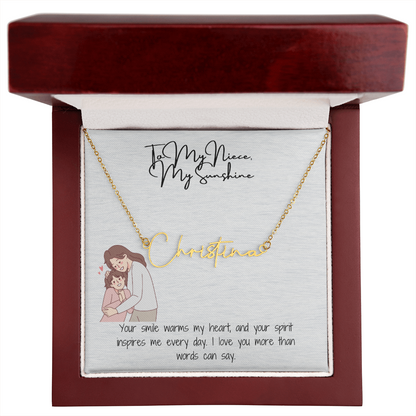 My Sunshine Niece Signature Name Necklace