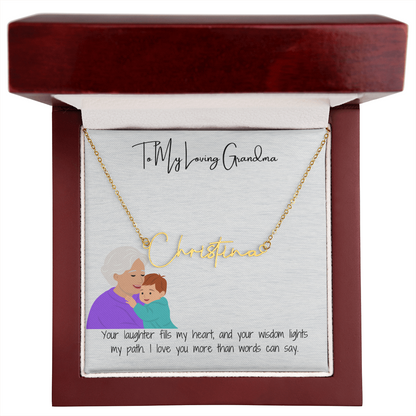 Personalized Signature Name Necklace  "A Stylish Tribute to Grandma"
