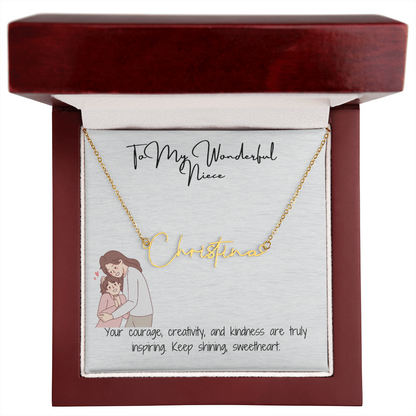 Wonderful Niece Signature Name Necklace