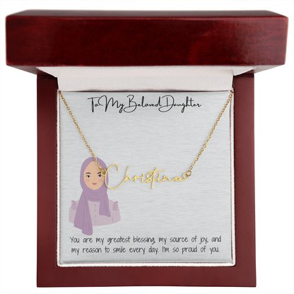 Elegance in Every Letter  Signature Name Necklace for My Hijabi Daughter