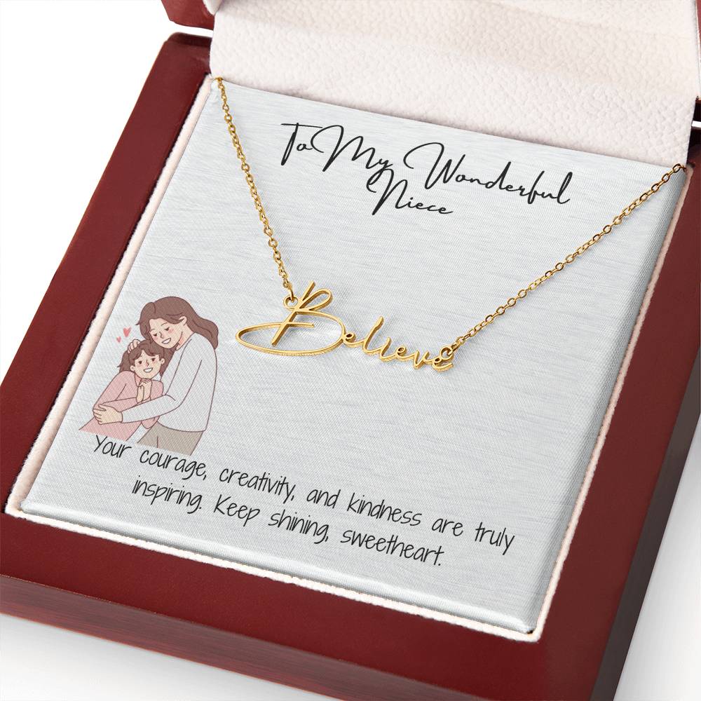 Wonderful Niece Signature Name Necklace