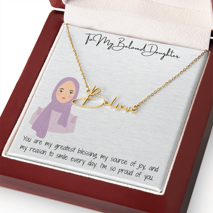Elegance in Every Letter  Signature Name Necklace for My Hijabi Daughter