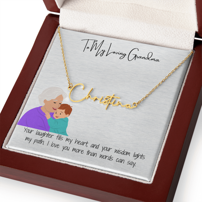 Personalized Signature Name Necklace  "A Stylish Tribute to Grandma"