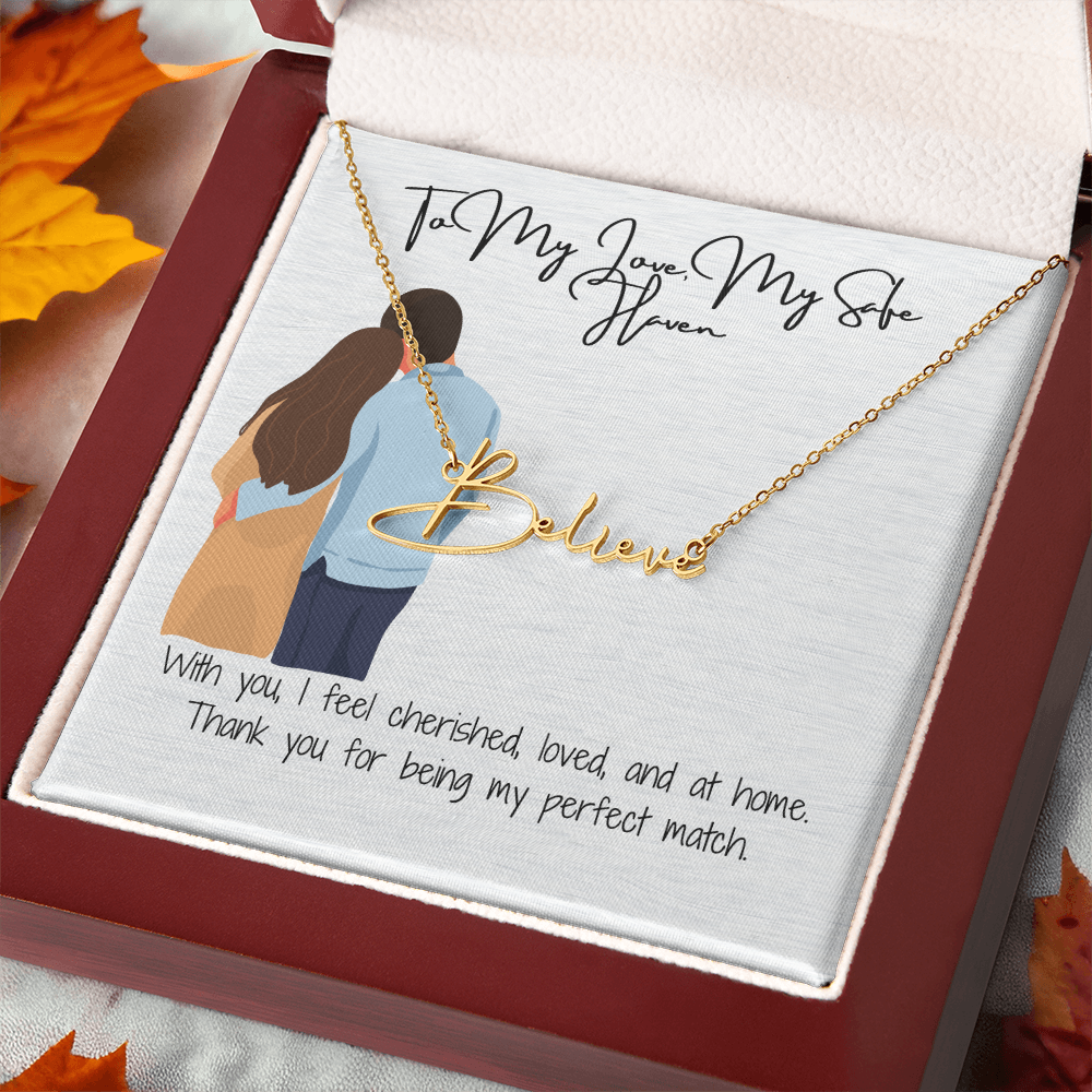My Safe Heaven Girlfriend Name Necklace