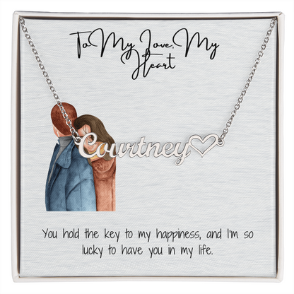 My Heart Love Girlfriend Heart Name Necklace
