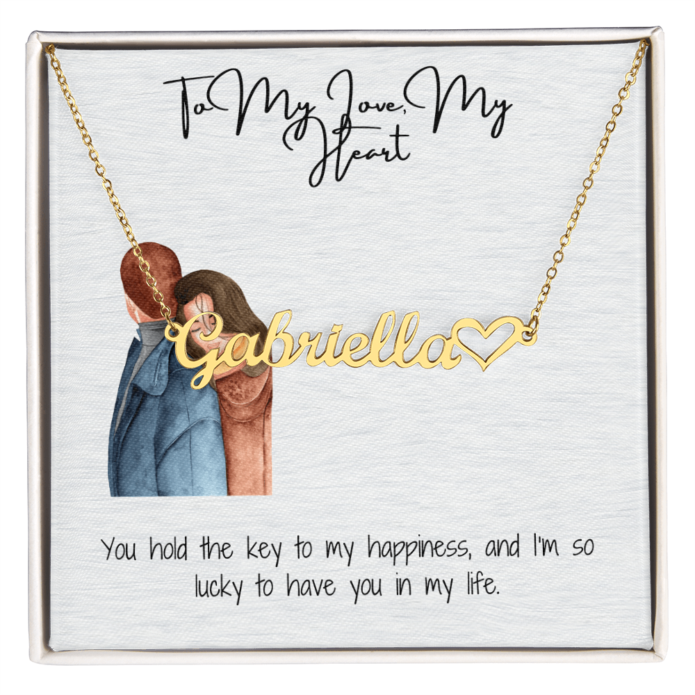 My Heart Love Girlfriend Heart Name Necklace