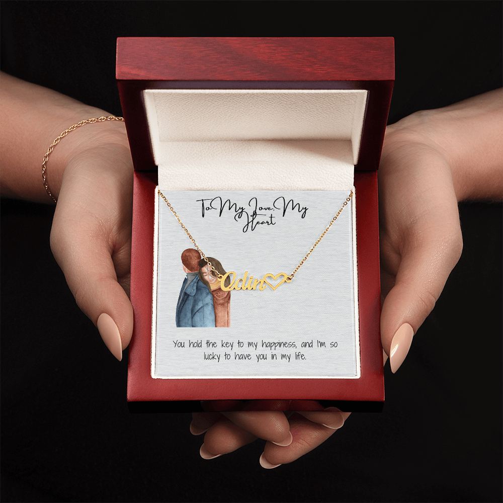 My Heart Love Girlfriend Heart Name Necklace