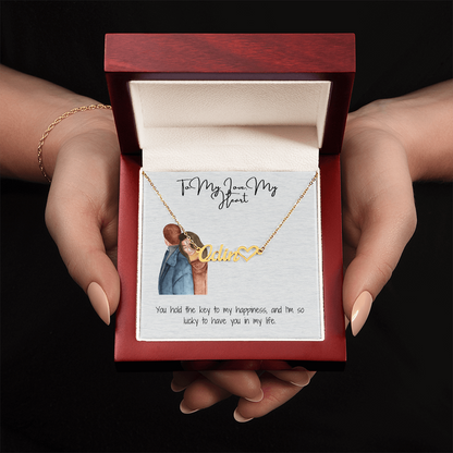 My Heart Love Girlfriend Heart Name Necklace