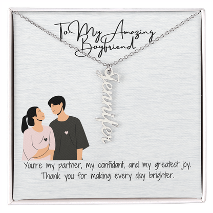 Amazing Boyfriend Vertical Name Necklace