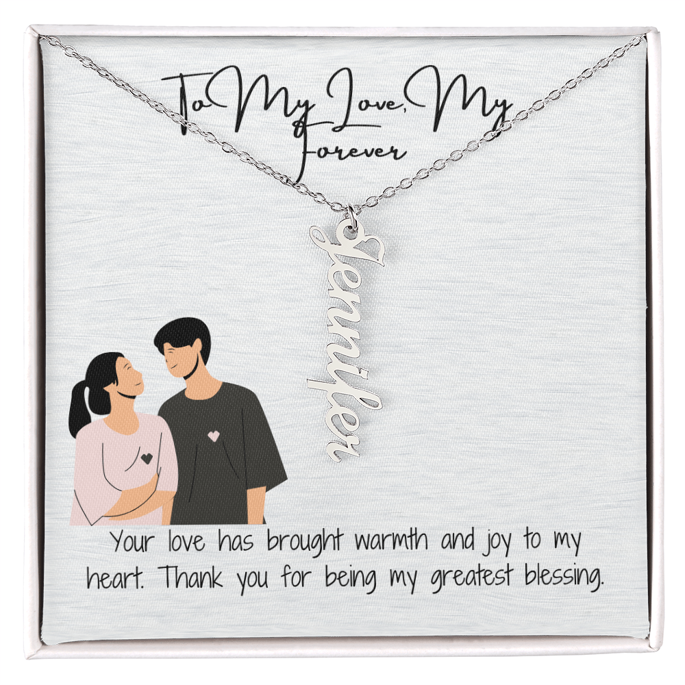 My Forever Boyfriend Vertical Name Necklace