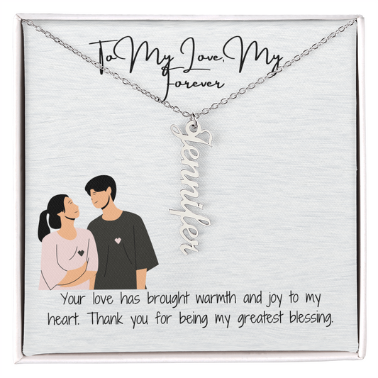 My Forever Boyfriend Vertical Name Necklace