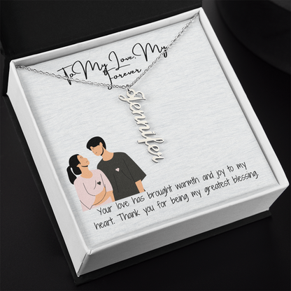My Forever Boyfriend Vertical Name Necklace