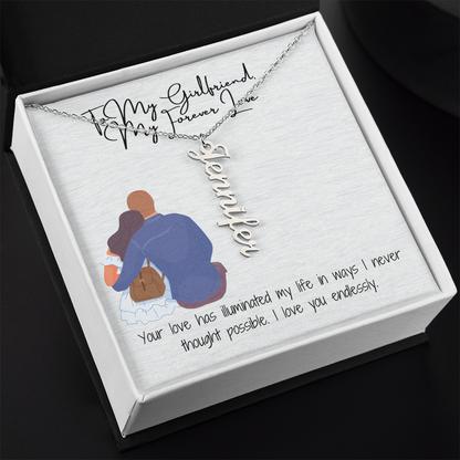 My Forever Love  Girlfriend Vertical Name Necklace