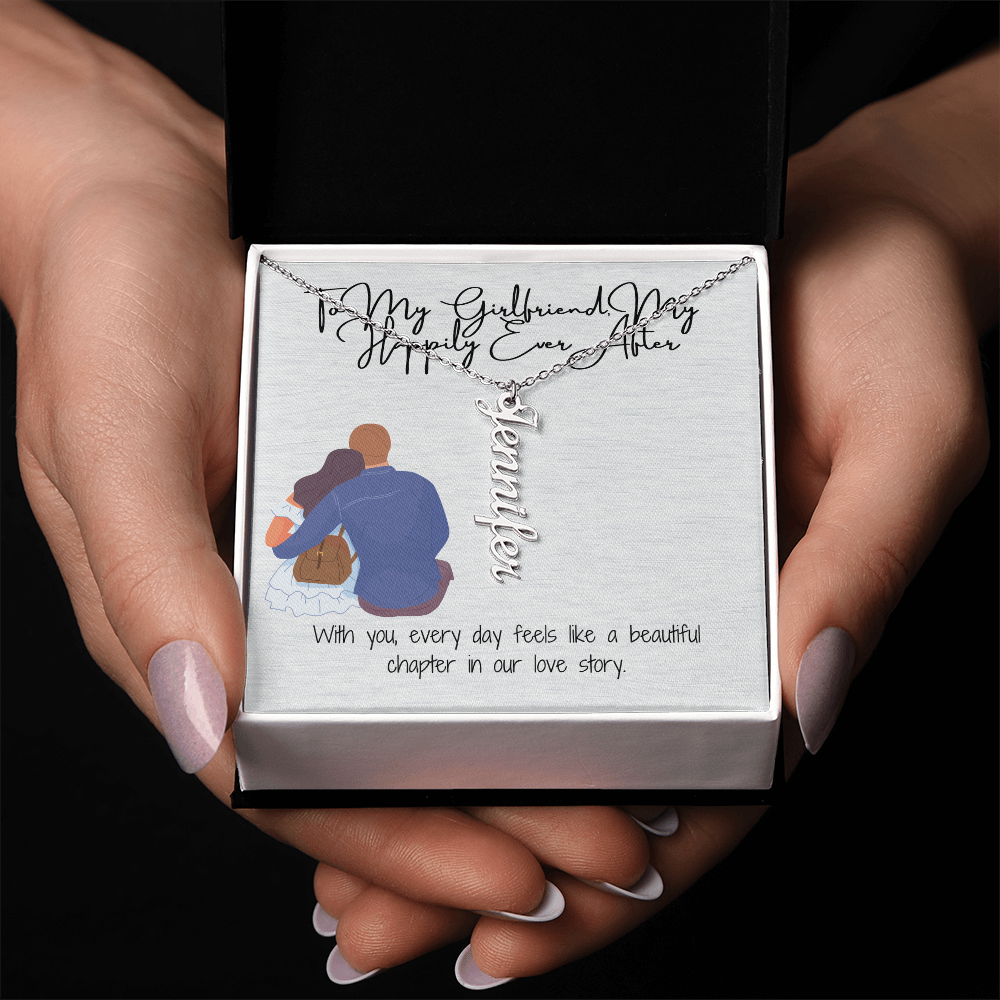My Happily Ever After  Girlfriend Vertical Name Necklace