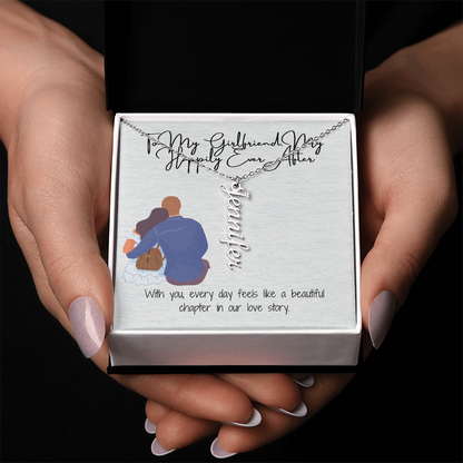 My Happily Ever After  Girlfriend Vertical Name Necklace