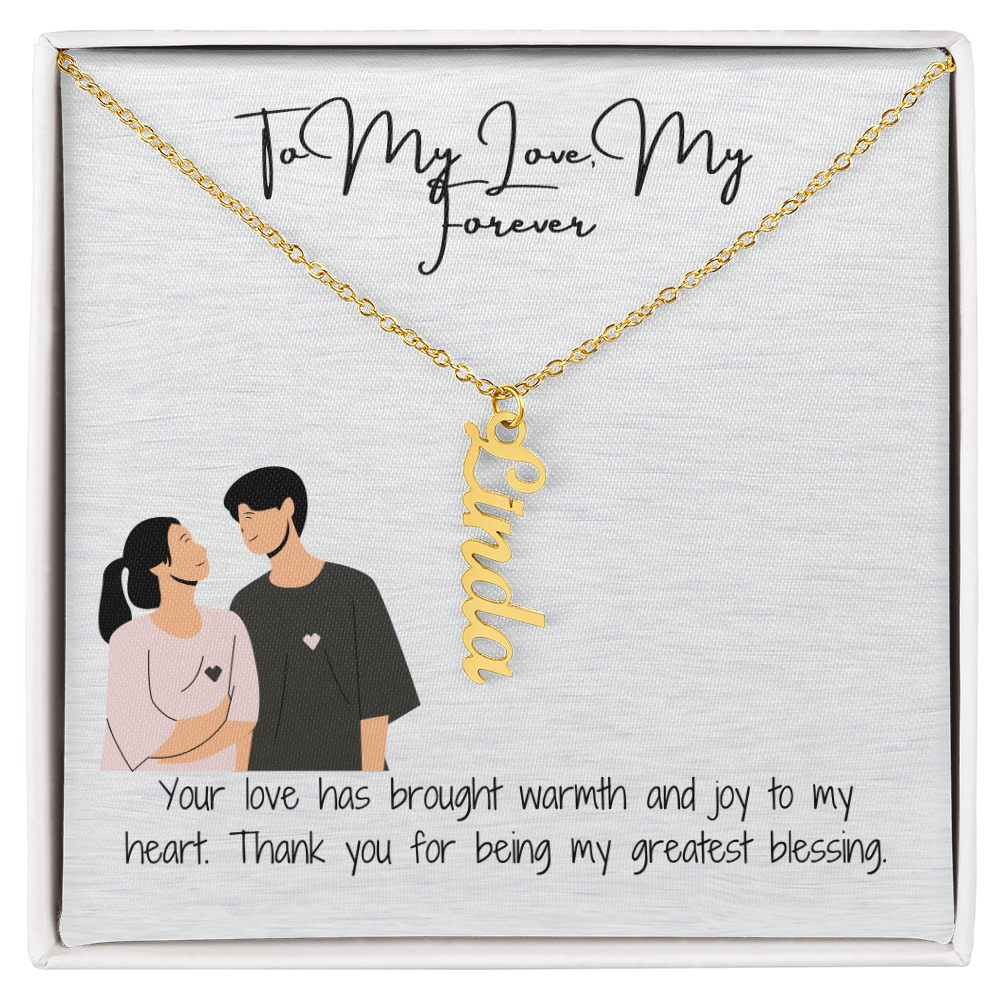 My Forever Boyfriend Vertical Name Necklace