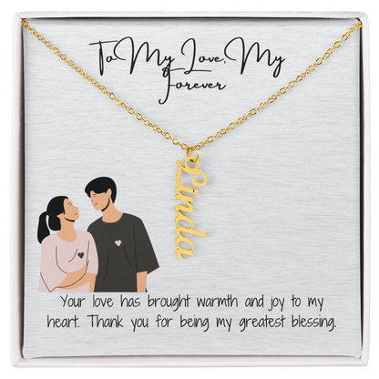 My Forever Boyfriend Vertical Name Necklace