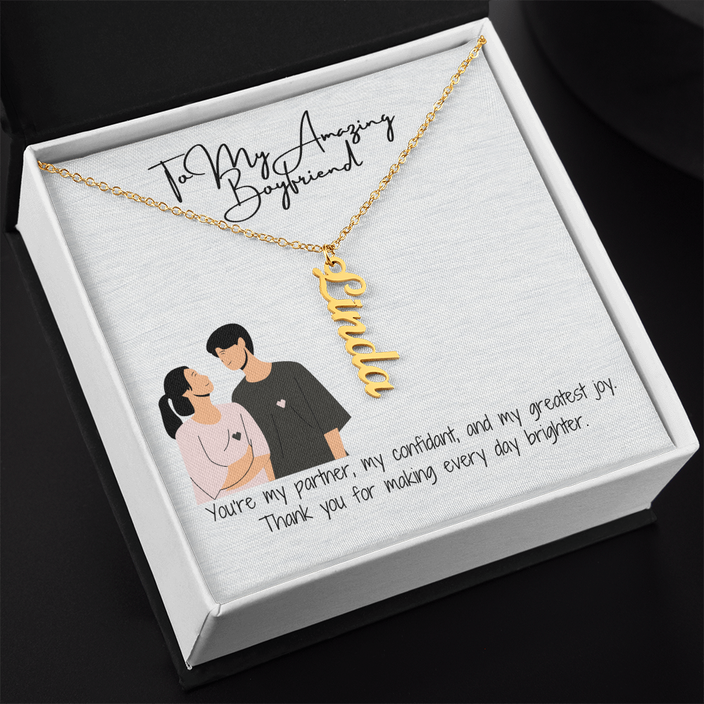 Amazing Boyfriend Vertical Name Necklace